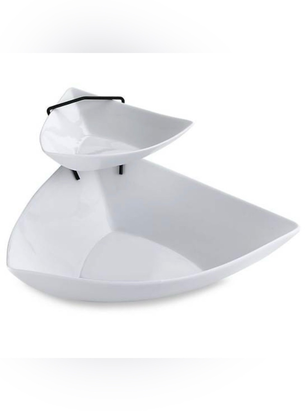 B. Smith 2-Tier White Porcelain Chip and Dip Serving Set